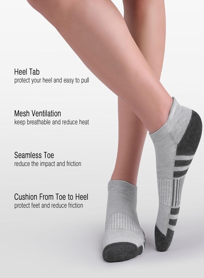 Felicigeely Ankle Athletic Running Socks Low Cut Sports Socks Breathable Cushioned Tab Socks for Men Women 6 Pairs (US, Numeric, 9, 12, Regular, Regular, White/Black/Grey Assorted) - Image 4